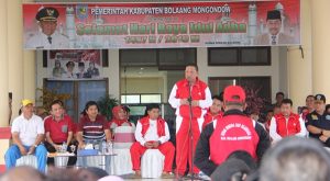 Bupati Adrianus Nixon Watung saat menjadi Irup pada pelaksanaan Hari Olahraga Nasional 