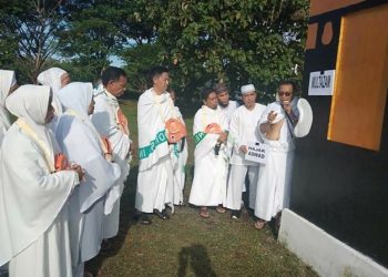 Jamaah Haji Bolsel saat melaksanakan manasik beberapa waktu lalu (foto dok)