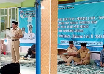 Bupati Boltim Sehan Landjar saat menyampaikan sambutan di acara Perayaan 1 Muharam