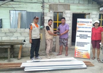 BPBD Bolmong Salurkan Bantuan Logistik dan Bahan Bangunan Korban Angin Kencang