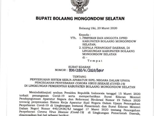 Mulai Senin Pemkab Bolsel Terapkan ASN Kerja Dari Rumah, Ini Syaratnya
