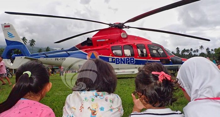 Helikopter Milik BNPB Bawa Bantuan ke Wilayah Terisolir di Bolsel