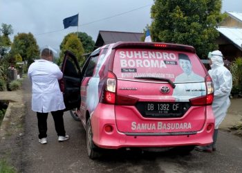 Cegah Penyebaran, Relawan Suhendro-Rusdi Lakukan Penyemprotan di Dua Desa