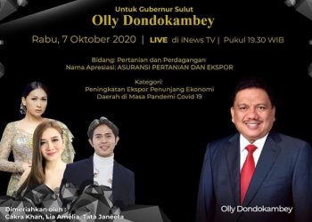 Majukan Pertanian dan Ekspor Sulut, Olly Dondokambey Sabet Indonesia Award (IA)-IV 2020