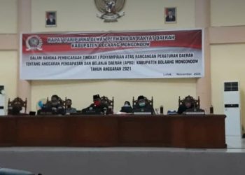 DPRD Bolmong Menggelar Paripurna Ranperda APBD Tahun 2021
