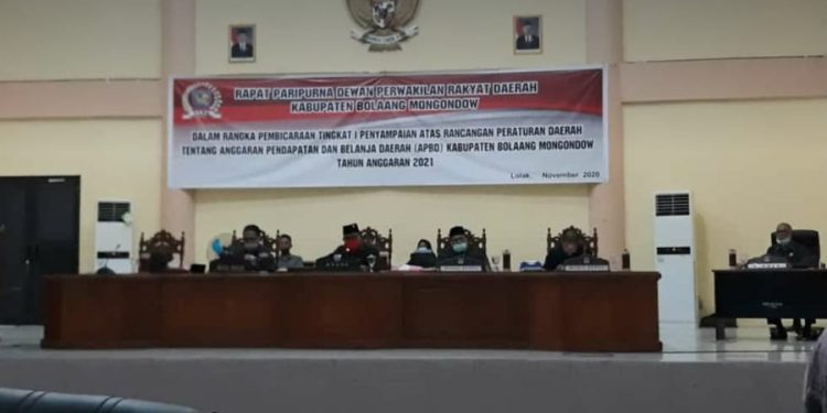 DPRD Bolmong Menggelar Paripurna Ranperda APBD Tahun 2021