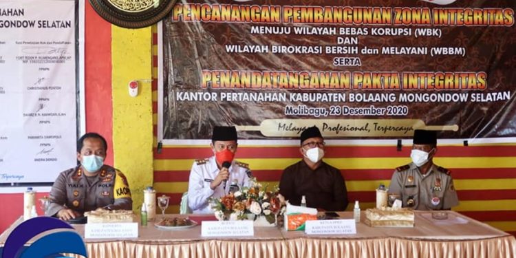 Bupati Bolsel Buka Pencanangan Zona Integritas WBK di Kantor Pertanahan