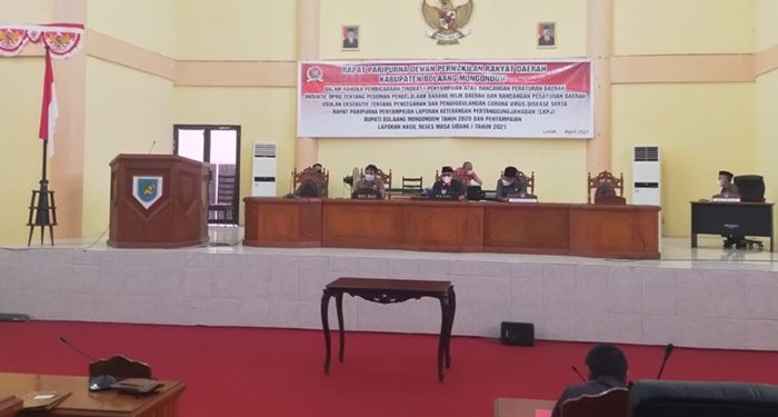 DPRD Bolmong Paripurnakan LKPJ Bupati Tahun 2020