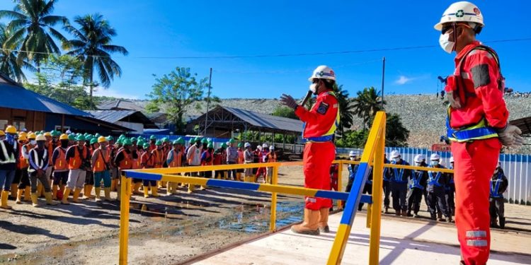 Meski Beroperasi Secara Penuh, PT PP Proyek Bendungan Lolak Terapkan Prokes Ketat