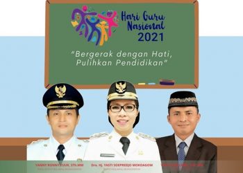 Pemkab Bolmong Peringati HUT PGRI ke 76 dan Hari Guru Nasional 2021