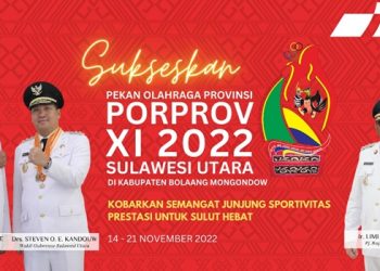TOTABUAN.CO BOLMONG – Setelah resmi dibuka Gubernur Sulut Olly Dondokambey Senin (14/10) Pekan Olahraga Provinsi (Porprov) Sulut ke XI Tahun 2022 resmi dihelat. Dari sejumlah cabang olahraga (Cabor) yang dimulai dipertandingkan, beberapa atlet dari sejumlah daerah mulai menunjukan prestasi menyumbangkan medali. Seperti tiga atlet di Cabor Panahan dari Kabupaten Minahasa Utara mampu menyumbangkan medali emas, perak dan perunggu. Begitu juga para atlet dari Kota Manado. Sejumlah atlet dari beberapa Cabor mampu menyumbangkan medali dan mampu memimpin klasemen perolehan medali dari 15 kabupaten kota. Berikut klasemen sementara perolehan medali Kota Manado Emas 5 Perak 3 Perunggu 1 Kabupaten Minahasa Utara Emas 3 Perak 1 Perunggu 2 Kota Tomohon Emas  1 Perak  2 Perunggu Kota Bitung Emas 1 Perak Perunggu 2 Kabupaten Minahasa Selatan Emas 1 Perak Perunggu Kabupaten Bolaang Mongondow Emas Perak 2 Perunggu  Kabupaten Sangihe Emas Perak  2 Perunggu Kabupaten Minahasa Emas Perak 1 Perunggu 1 Kota Kotamobagu Emas Perak Perunggu 2 Kabupaten Bolmut Emas Perak Perunggu 1 Kabupaten Talaud Emas Perak Perunggu Kabupaten Sitaro Emas Perak Perunggu - Kabupaten Mitra Emas - Perak - Perunggu - Kabupaten Bolsel Emas - Perak - Perunggu - Kabupaten Boltim Emas- Perak - Perunggu - Hingga berita ini dipublish, dipastikan akan mengalami perubahan perolehan medali seiring sejumlah Cabor sedang berlangsung.