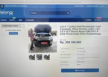 Pemkot Kotamobagu Lelang Eks Mobil Dinas Tatong Bara