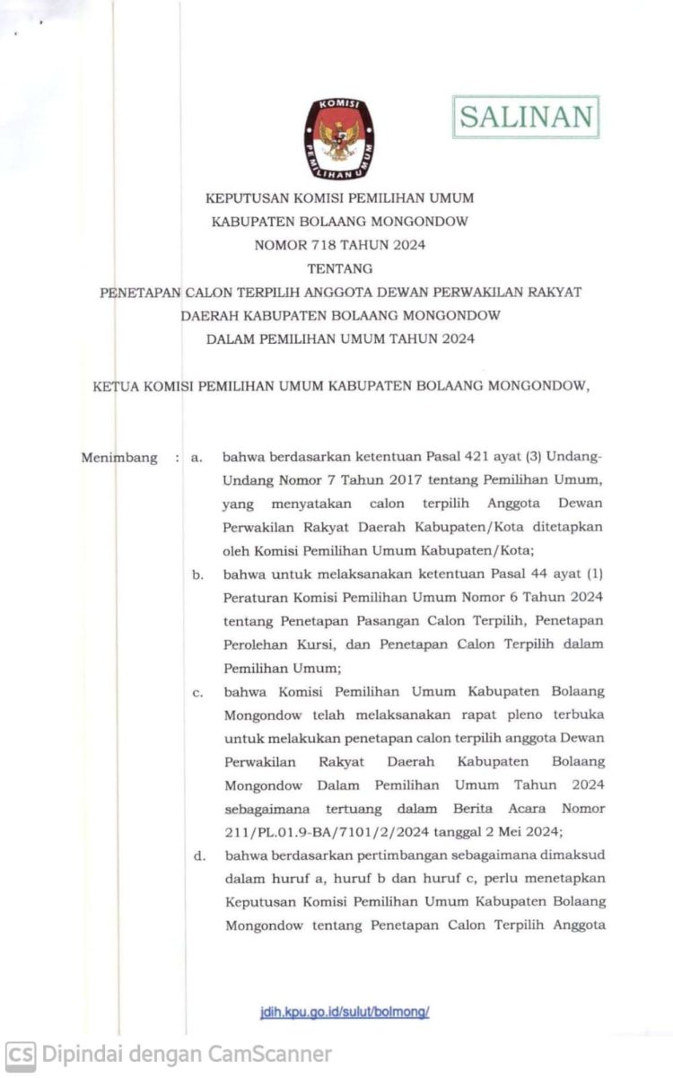 Inilah 30 Anggota DPRD Bolaang Mongondow Terpilih Pileg 2024