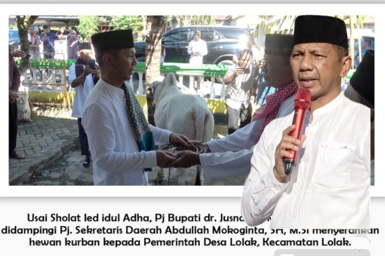 Pj Bupati Bolmong, Sekda dan Jajaran OPD Sholat Idul Adha di Lolak