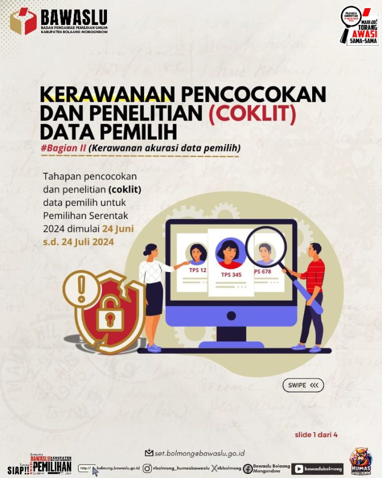 Bawaslu Bolmong Imbau Potensi Kerawanan Proses Coklit