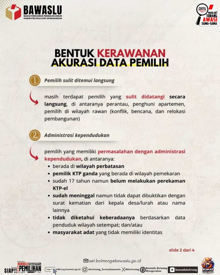 Bawaslu Bolmong Imbau Potensi Kerawanan Proses Coklit