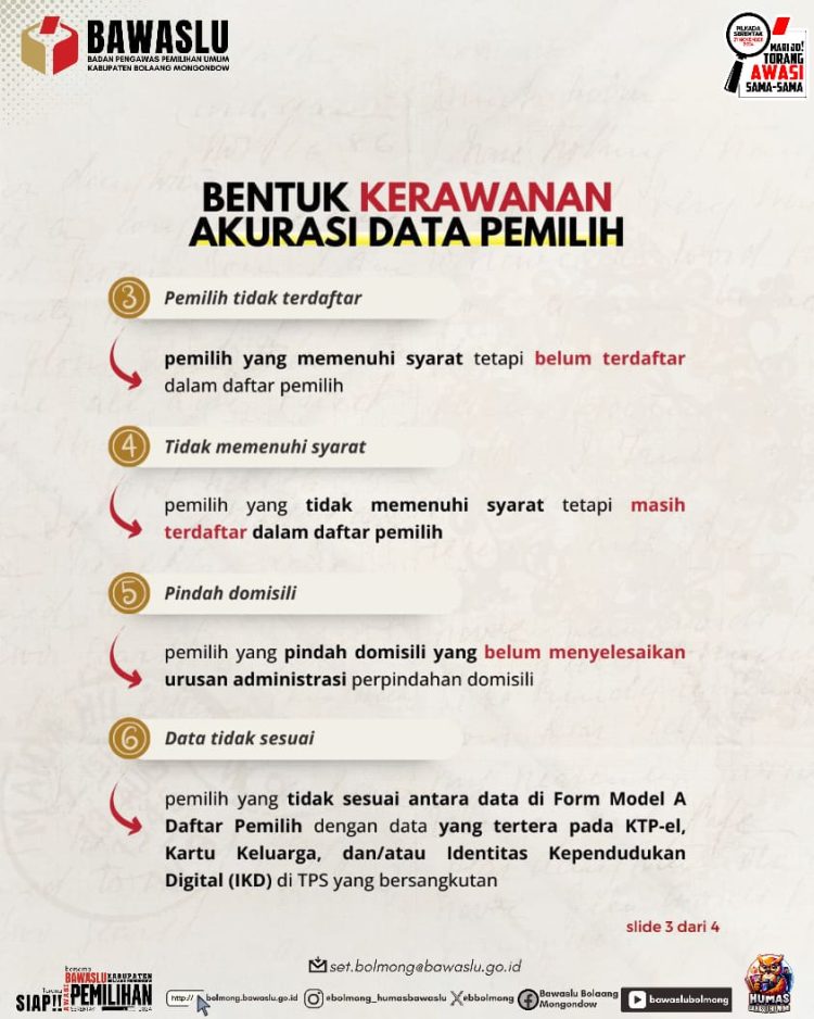 Bawaslu Bolmong Imbau Potensi Kerawanan Proses Coklit