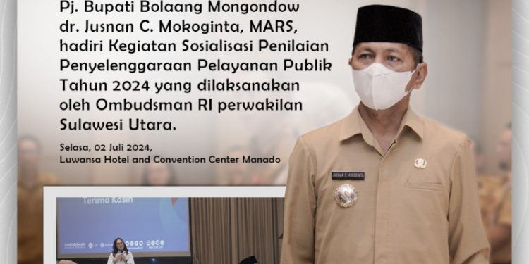 Pj Bupati Jusnan Mokoginta, Hadiri Sosialisasi Penilaian Pelayanan Publik oleh Ombudsman Perwakilan Sulut