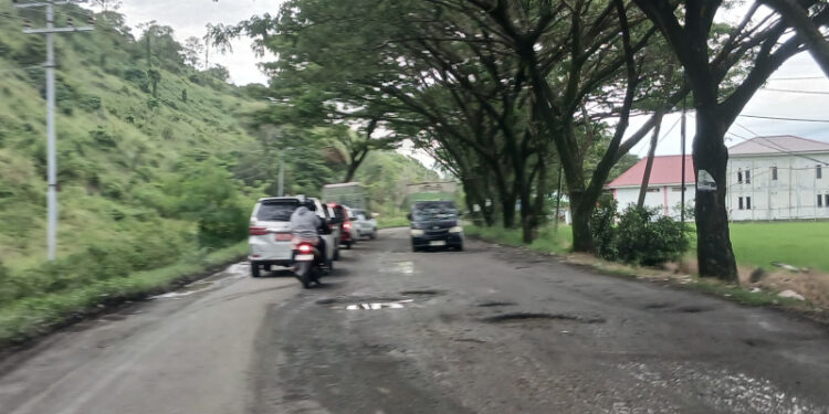 Jalur Trans Sulawesi di Desa Solog Rusak Parah